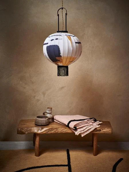 HKliving Blush Cotton Throw With Black Tufted Lines 5 HKliving Blush Cotton Throw With Black Tufted Lines