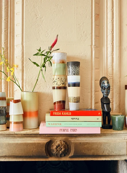 HKliving Ceramic 70's Latte Mug In Mud 4 HKliving Ceramic 70's Latte Mug In Mud