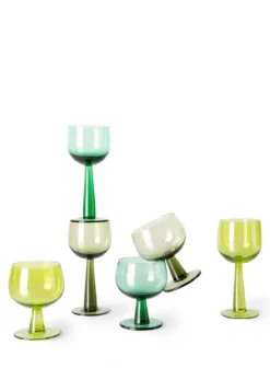 HKliving The Emeralds: Olive Green Low Wine Glass