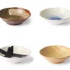 HKliving Kyoto Japanese Ceramic Shallow Bowls | Set Of 4