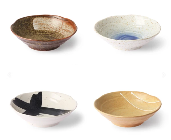 HKliving Kyoto Japanese Ceramic Shallow Bowls | Set Of 4 3 HKliving Kyoto Japanese Ceramic Shallow Bowls | Set Of 4