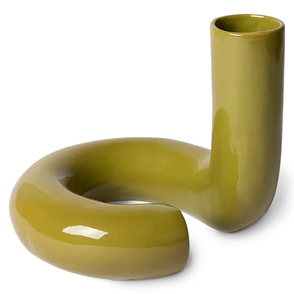 HKliving ceramic twisted vase glossy olive 3 HKliving ceramic twisted vase glossy olive