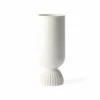 HKliving CERAMIC FLOWER VASE RIBBED BASE WHITE 1 HKliving CERAMIC FLOWER VASE RIBBED BASE WHITE