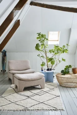 HKliving Handwoven Cotton Rug With Tufted Contrast Lines