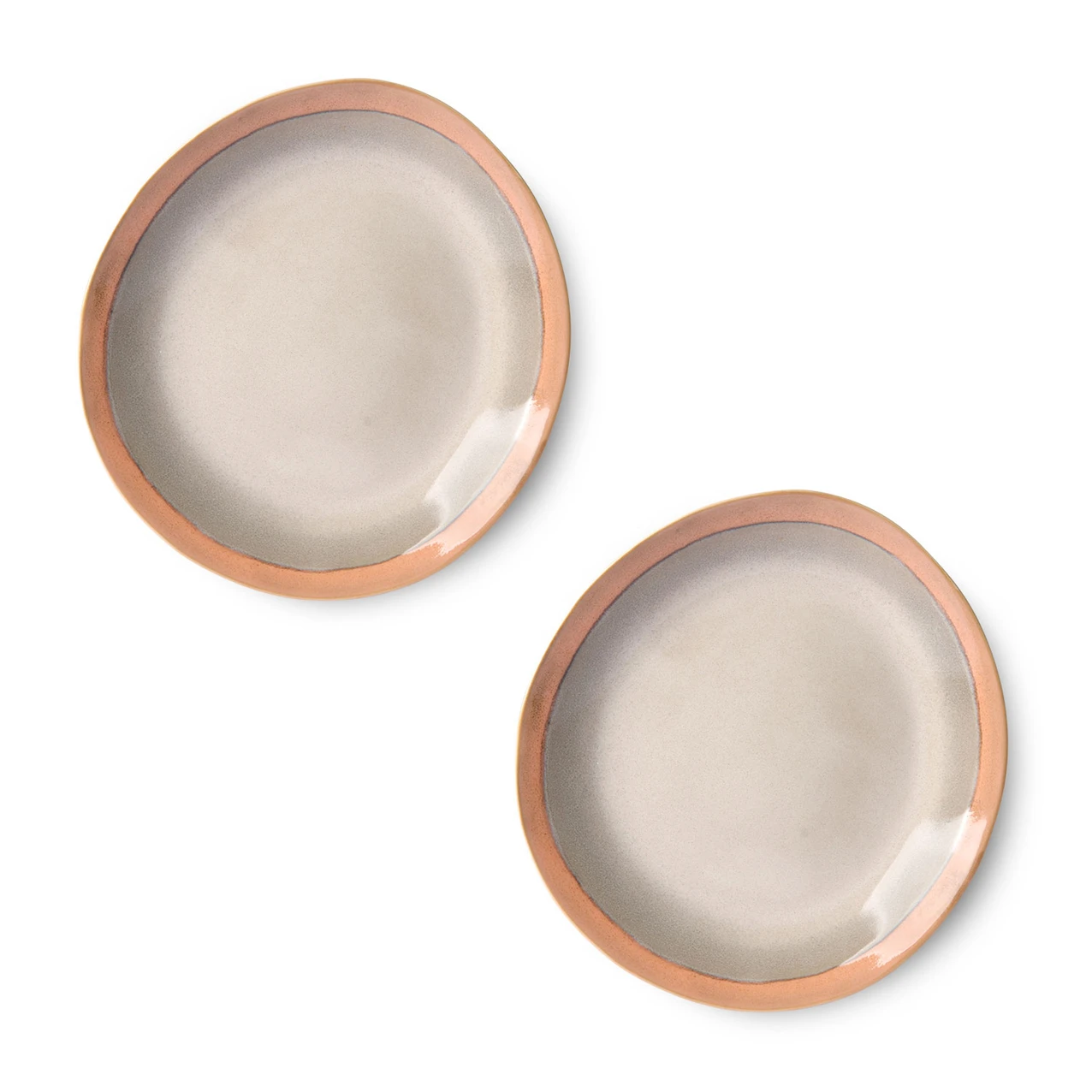 HKliving Ceramic 70s Side Plate Earth Set of 2 3 HKliving Ceramic 70s Side Plate Earth Set of 2