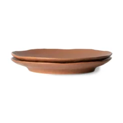 HKliving Bold & Basic Ceramics: Side Plate Brown (Set of 2)