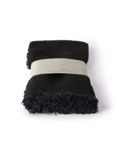 HKliving Set of 2 Charcoal Linen Napkins with Fringes