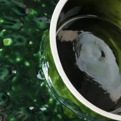 HKliving The Emeralds Ceramic Bowl On Base Large Dripping Green