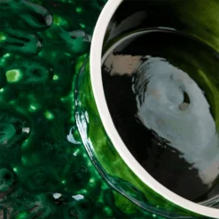 HKliving Ceramic Bowl On Base | Dripping Green