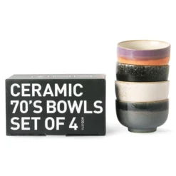 HKliving 70S CERAMICS: NOODLE BOWLS (SET OF 4)