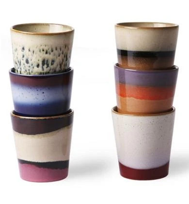HKliving Ceramic 70 S Mug Set Of 6 3 HKliving Ceramic 70 S Mug Set Of 6