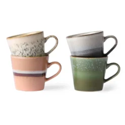 HKliving Set de 4 Cappuccino Mugs 70’s