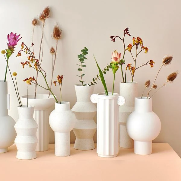 HKliving Speckled Clay Vase Angular M 6 HKliving Speckled Clay Vase Angular M