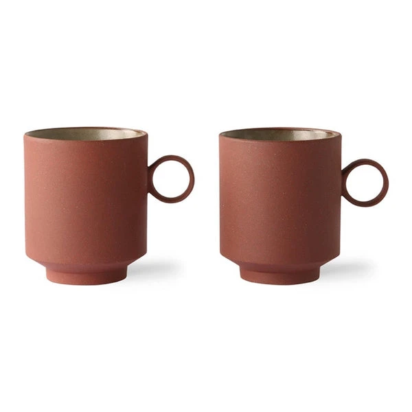 HKliving Bold & Basic Coffee Mug | Terra | Set of 2 3 HKliving Bold & Basic Coffee Mug | Terra | Set of 2