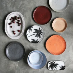 HKliving Set of 6 grey organic breakfast plates