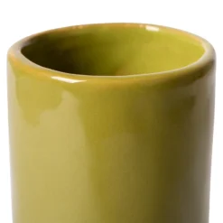 HKliving Objects: Ceramic Twisted Vase Glossy Olive