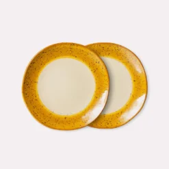 HKliving Ceramic 70's Side Plate Autumn Set of 2