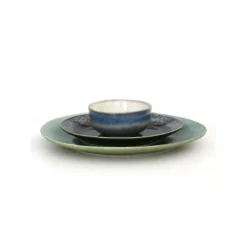HKliving 70s ceramics: dinner plate, green (set of 2)