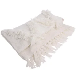 HKliving White Fringe Bedspread 270x270