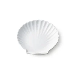 HKliving Set of 2 White Matt M Athena Ceramics Shell Tray