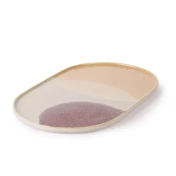HKliving Gallery Ceramics Oval Dinner Plate Pink/Lilac