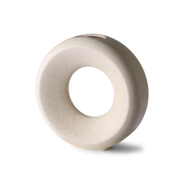 HKliving Ceramic Circle Vase | Medium | Speckled White 4 HKliving Ceramic Circle Vase | Medium | Speckled White