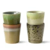 HKliving 70 S Ceramics Coffee Mugs Spring Greens Set Of 4