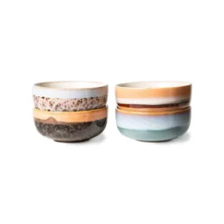 HKliving Ceramic 70's Tapas Bowls: Epsilon, Set Of 4