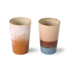 HKliving 70s Ceramics: Tea Mugs Luna (Set of 2)