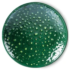 HKliving Ceramic Bowl On Base | Dripping Green