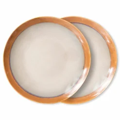 HKliving 70's Ceramics Dinner Plates | Earth | Set of 2