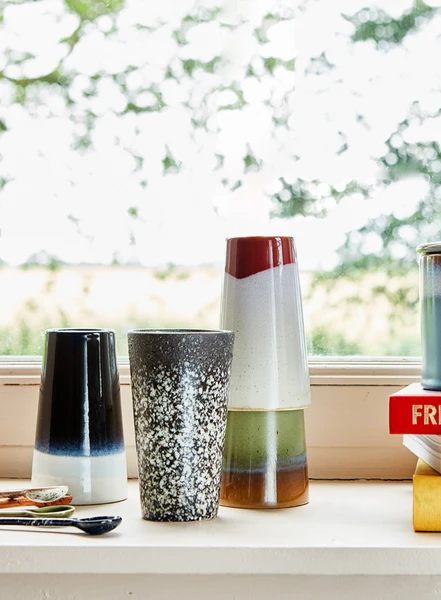 HKliving Ceramic 70's Latte Mug In Mud 3 HKliving Ceramic 70's Latte Mug In Mud