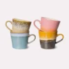 HKliving Ceramic 70s Cappuccino Mugs Meteor Set of 4