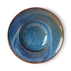 HKliving Rustic Blue Home Chef Ceramics Pasta Plate