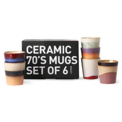 HKliving Set of 6 70s Ceramics Coffee Mugs