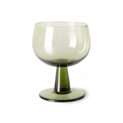 HKliving Set of 4 Olive Green Low Wine Glass: The Emeralds