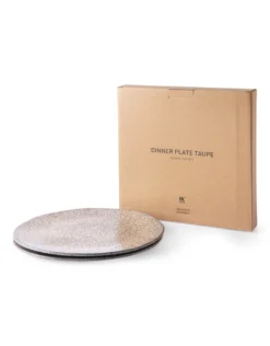 HKliving Set of 2 Taupe Gradient Ceramics Dinner Plates