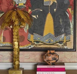 HKliving Orange Black Pink Brushstroke Painted Angular Vase