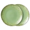 HKliving 70s Ceramics: Kiwi Dinner Plates (Set of 2) 2 HKliving 70s Ceramics: Kiwi Dinner Plates (Set of 2)