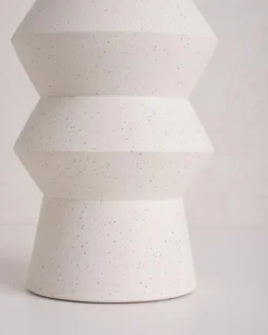 HKliving Medium White Angular Speckled Clay Vase