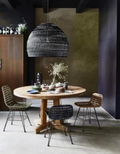 HKliving Extra Large Hand Woven Wicker Hanging Lamp