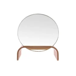 HKliving Round Vanity Mirror On Birch Plywood Stand