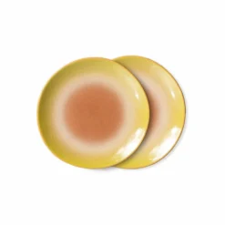 HKliving 70's Ceramics Dessert Plate | Eclipse | Set of 2
