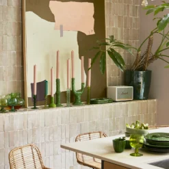 HKliving The Emeralds Medium Green Ceramic Candle Holder