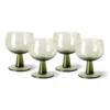 HKliving Set of 4 Olive Green Low Wine Glass: The Emeralds 2 HKliving Set of 4 Olive Green Low Wine Glass: The Emeralds