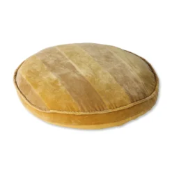 HKliving Striped Velvet Seat Cushion Round Ochre/Gold (ø60)