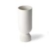 HKliving Ceramic Flower Vase Ribbed Base, White