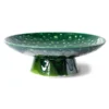 HKliving Ceramic Bowl On Base | Dripping Green