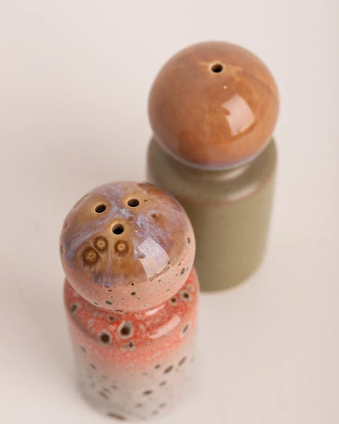 HKliving Ceramic 70s Peper&salt Jar Asteroid Peat 3 HKliving Ceramic 70s Peper&salt Jar Asteroid Peat