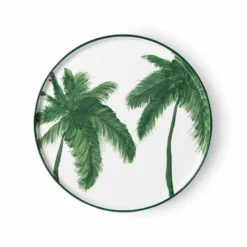 HKliving Green Porcelain Palms Dinner Plate